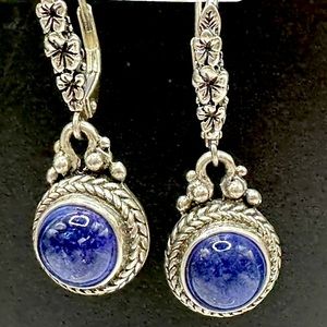 Real Tanzanite Cabochon Sterling Silver lever back Artisans of Bali Sarda